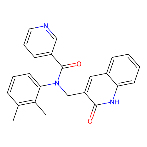 N-(2,3-dimethylphenyl)-N-[(2-oxo-1H-quinolin-3-yl)methyl]pyridine-3-carboxamide structure