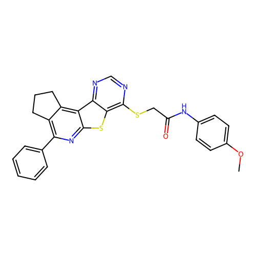 N-(4-methoxyphenyl)-2-((4-phenyl-2,3-dihydro-1H-cyclopenta[4',5']pyrido[3',2':4,5]thieno[3,2-d]pyrimidin-7-yl)thio)acetamide structure