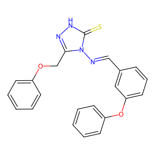 3-(phenoxymethyl)-4-[(E)-(3-phenoxyphenyl)methylideneamino]-1H-1,2,4-triazole-5-thione structure
