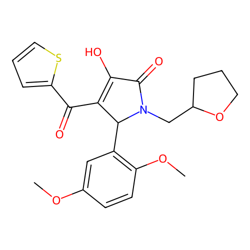 (4E)-5-(2,5-dimethoxyphenyl)-4-[hydroxy(thiophen-2-yl)methylidene]-1-(tetrahydrofuran-2-ylmethyl)pyrrolidine-2,3-dione structure