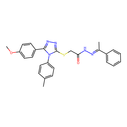 (E)-2-((5-(4-methoxyphenyl)-4-(p-tolyl)-4H-1,2,4-triazol-3-yl)thio)-N'-(1-phenylethylidene)acetohydrazide structure