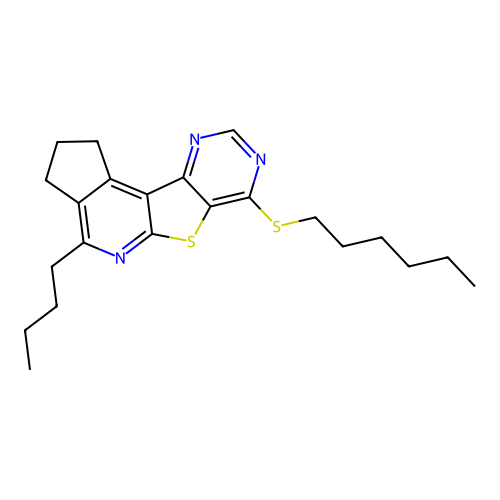 4-butyl-7-(hexylsulfanyl)-2,3-dihydro-1H-cyclopenta[4',5']pyrido[3',2':4,5]thieno[3,2-d]pyrimidine structure