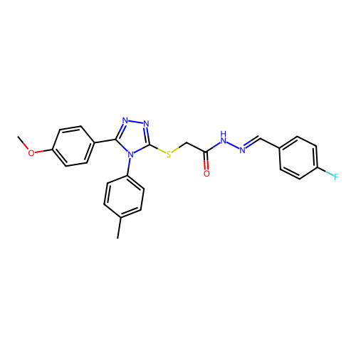 N'-[(E)-(4-fluorophenyl)methylidene]-2-{[5-(4-methoxyphenyl)-4-(4-methylphenyl)-4H-1,2,4-triazol-3-yl]sulfanyl}acetohydrazide structure
