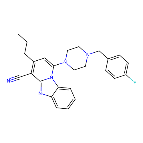 1-[4-(4-fluorobenzyl)piperazin-1-yl]-3-propylpyrido[1,2-a]benzimidazole-4-carbonitrile structure