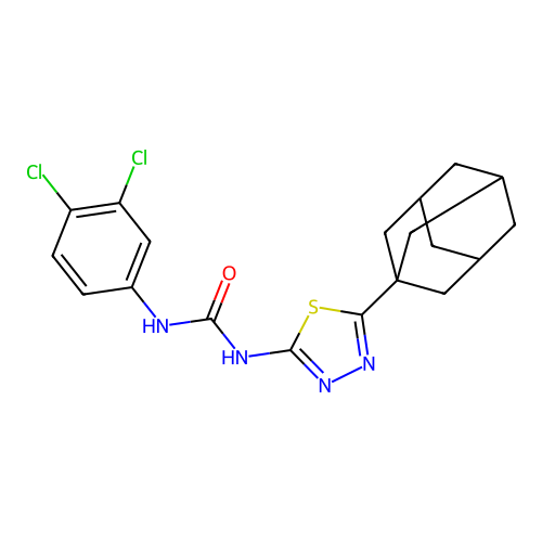 1-[5-(1-adamantyl)-1,3,4-thiadiazol-2-yl]-3-(3,4-dichlorophenyl)urea structure
