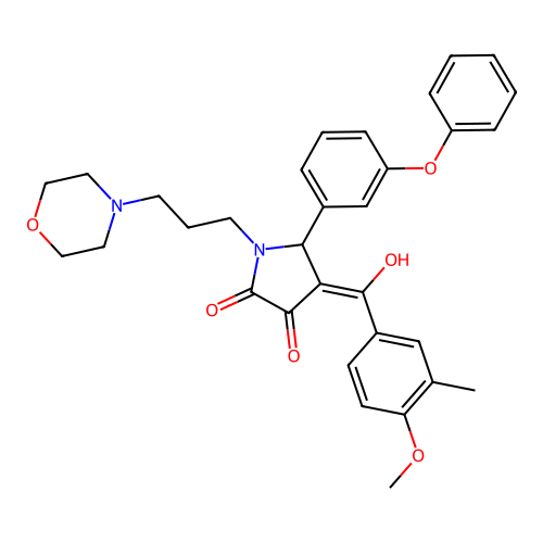 (4E)-4-[hydroxy-(4-methoxy-3-methylphenyl)methylidene]-1-(3-morpholin-4-ylpropyl)-5-(3-phenoxyphenyl)pyrrolidine-2,3-dione structure