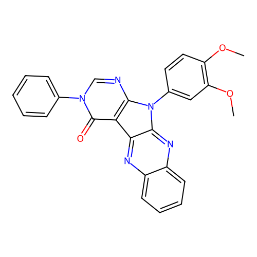 11-(3,4-dimethoxyphenyl)-3-phenyl-3,11-dihydro-4H-pyrimido[5',4':4,5]pyrrolo[2,3-b]quinoxalin-4-one structure