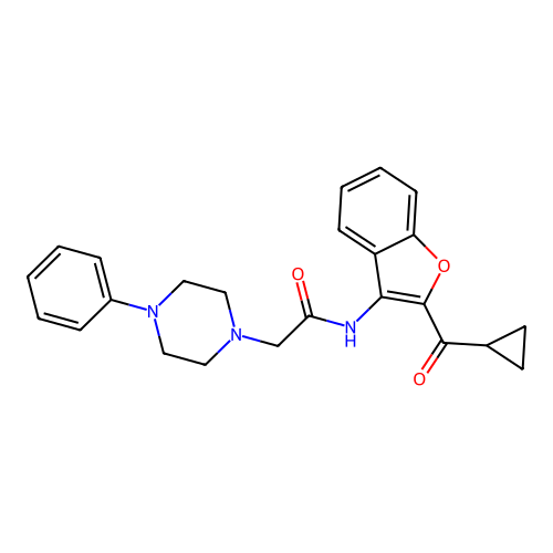 N-(2-(cyclopropanecarbonyl)benzofuran-3-yl)-2-(4-phenylpiperazin-1-yl)acetamide structure