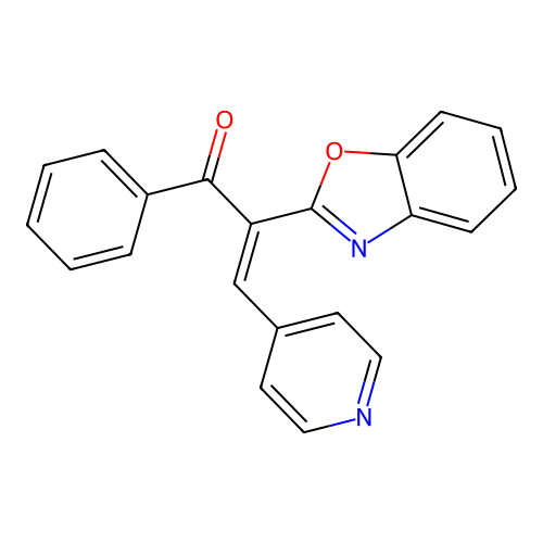 (2Z)-2-(1,3-benzoxazol-2-yl)-1-phenyl-3-(pyridin-4-yl)prop-2-en-1-one structure