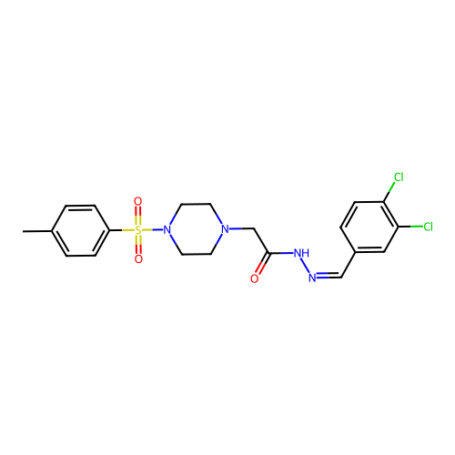 (Z)-N'-(3,4-dichlorobenzylidene)-2-(4-tosylpiperazin-1-yl)acetohydrazide structure