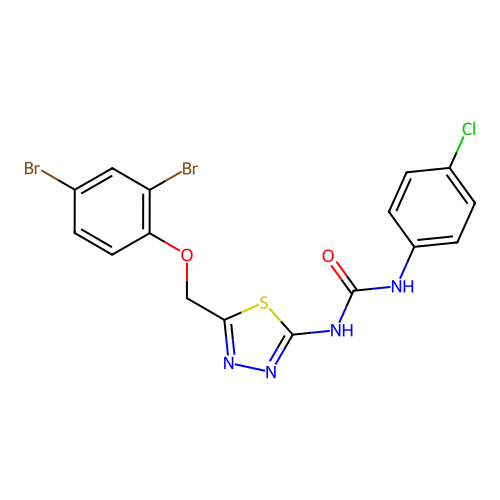 1-(4-Chlorophenyl)-3-[5-[(2,4-dibromophenoxy)methyl]-1,3,4-thiadiazol-2-yl]urea structure
