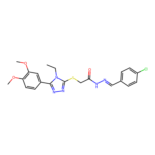 (E)-N'-(4-chlorobenzylidene)-2-((5-(3,4-dimethoxyphenyl)-4-ethyl-4H-1,2,4-triazol-3-yl)thio)acetohydrazide structure