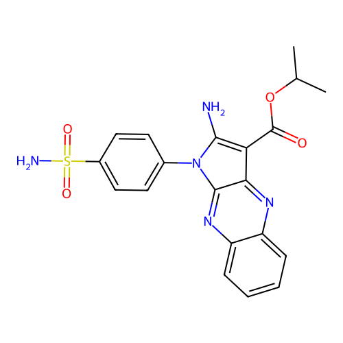 isopropyl 2-amino-1-(4-sulfamoylphenyl)-1H-pyrrolo[2,3-b]quinoxaline-3-carboxylate structure