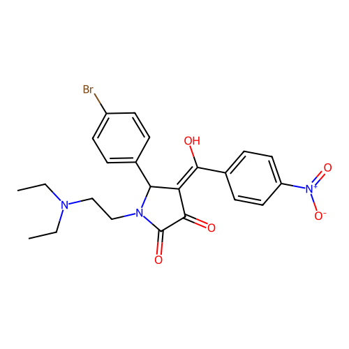 (4E)-5-(4-bromophenyl)-1-(2-diethylaminoethyl)-4-[hydroxy-(4-nitrophenyl)methylidene]pyrrolidine-2,3-dione structure