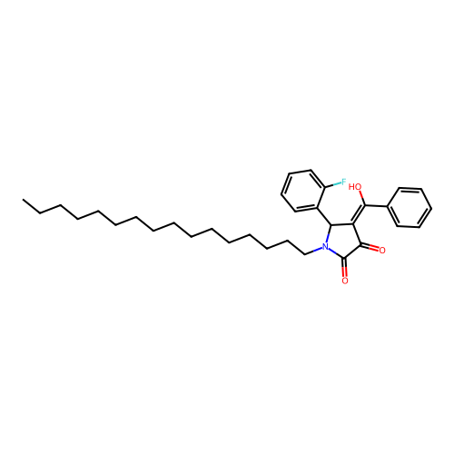 (4E)-5-(2-fluorophenyl)-1-hexadecyl-4-[hydroxy(phenyl)methylidene]pyrrolidine-2,3-dione structure