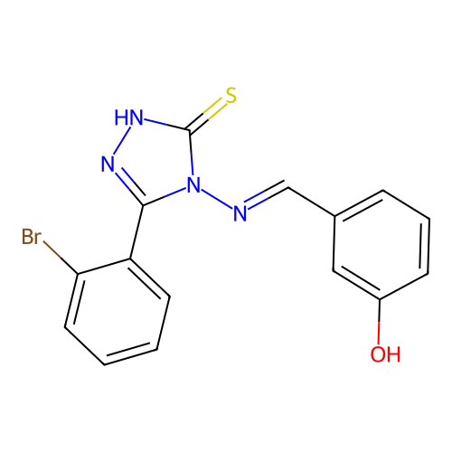 3-(((3-(2-Bromophenyl)-5-mercapto-4H-1,2,4-triazol-4-YL)imino)methyl)phenol structure
