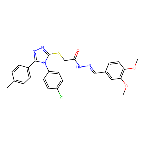 2-{[4-(4-chlorophenyl)-5-(4-methylphenyl)-4H-1,2,4-triazol-3-yl]sulfanyl}-N'-[(E)-(3,4-dimethoxyphenyl)methylidene]acetohydrazide structure