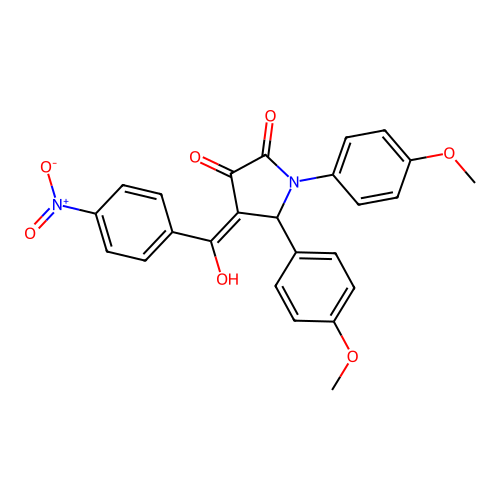 (4E)-4-[hydroxy(4-nitrophenyl)methylidene]-1,5-bis(4-methoxyphenyl)pyrrolidine-2,3-dione structure
