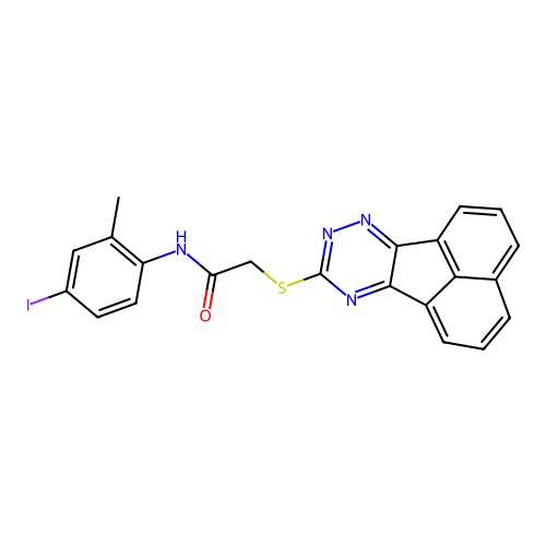 2-(acenaphtho[1,2-e][1,2,4]triazin-9-ylsulfanyl)-N-(4-iodo-2-methylphenyl)acetamide structure