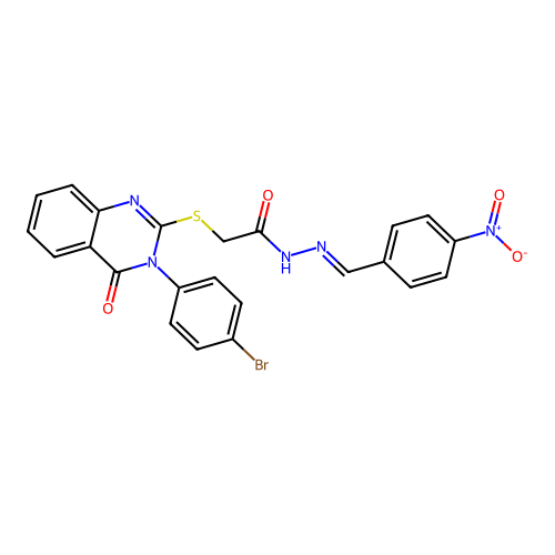 2-{[3-(4-bromophenyl)-4-oxo-3,4-dihydroquinazolin-2-yl]sulfanyl}-N'-[(E)-(4-nitrophenyl)methylidene]acetohydrazide structure