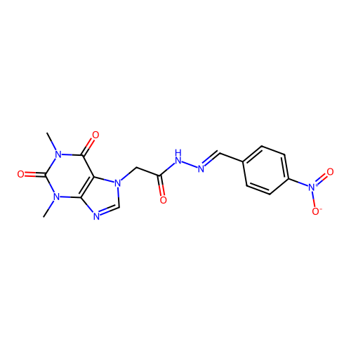 2-(1,3-dimethyl-2,6-dioxo-1,2,3,6-tetrahydro-7H-purin-7-yl)-N'-[(E)-(4-nitrophenyl)methylidene]acetohydrazide structure
