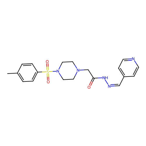 2-{4-[(4-methylphenyl)sulfonyl]piperazin-1-yl}-N'-[(Z)-pyridin-4-ylmethylidene]acetohydrazide structure