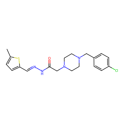 (E)-2-(4-(4-chlorobenzyl)piperazin-1-yl)-N'-((5-methylthiophen-2-yl)methylene)acetohydrazide structure
