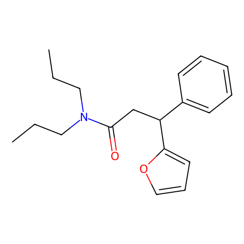 3-(furan-2-yl)-3-phenyl-N,N-dipropylpropanamide structure