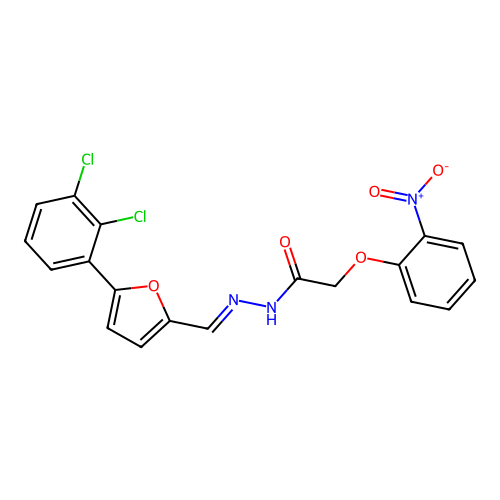 N'-{(E)-[5-(2,3-dichlorophenyl)furan-2-yl]methylidene}-2-(2-nitrophenoxy)acetohydrazide structure