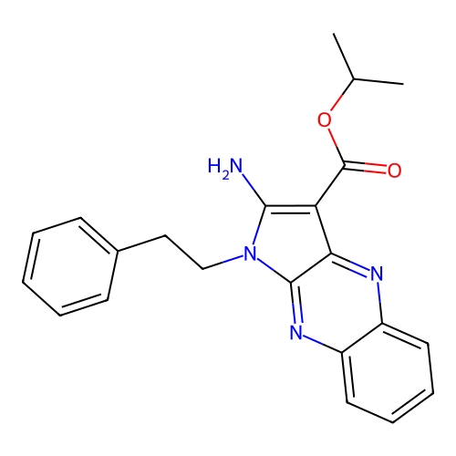 propan-2-yl 2-amino-1-(2-phenylethyl)-1H-pyrrolo[2,3-b]quinoxaline-3-carboxylate structure