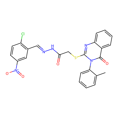 (E)-N'-(2-chloro-5-nitrobenzylidene)-2-((4-oxo-3-(o-tolyl)-3,4-dihydroquinazolin-2-yl)thio)acetohydrazide structure