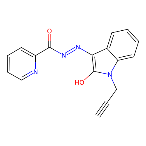 (Z)-N'-(2-oxo-1-(prop-2-yn-1-yl)indolin-3-ylidene)picolinohydrazide structure