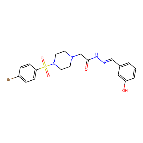 (E)-2-(4-((4-bromophenyl)sulfonyl)piperazin-1-yl)-N'-(3-hydroxybenzylidene)acetohydrazide structure