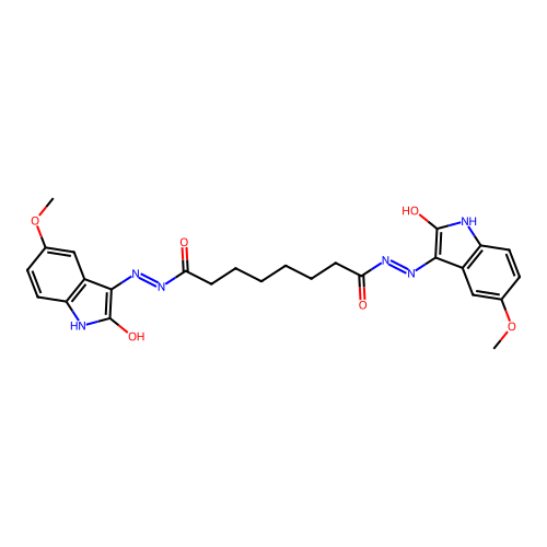 N1',N8'-bis(5-methoxy-2-oxo-indol-3-yl)octanedihydrazide structure