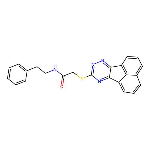 2-(acenaphtho[1,2-e][1,2,4]triazin-9-ylthio)-N-phenethylacetamide structure