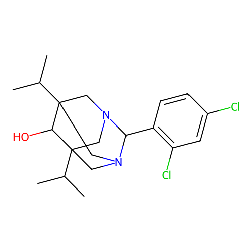 (1R,2S,3S,5R,6S,7S)-2-(2,4-dichlorophenyl)-5,7-diisopropyl-1,3-diazaadamantan-6-ol structure