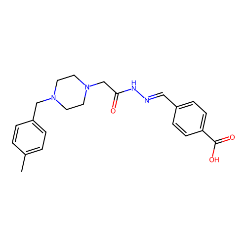 (E)-4-((2-(2-(4-(4-methylbenzyl)piperazin-1-yl)acetyl)hydrazono)methyl)benzoic acid structure
