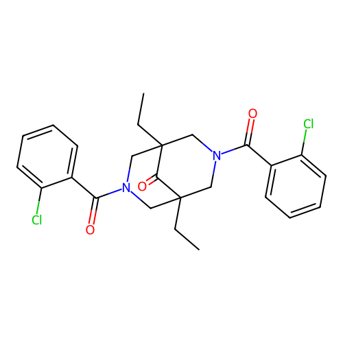 3,7-Bis[(2-chlorophenyl)carbonyl]-1,5-diethyl-3,7-diazabicyclo[3.3.1]nonan-9-one structure