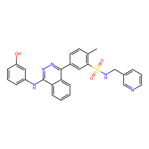 5-{4-[(3-hydroxyphenyl)amino]phthalazin-1-yl}-2-methyl-N-(pyridin-3-ylmethyl)benzenesulfonamide structure