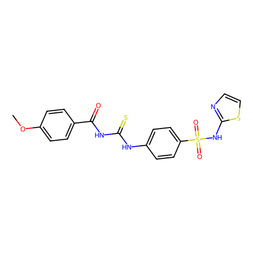 4-methoxy-N-{[4-(1,3-thiazol-2-ylsulfamoyl)phenyl]carbamothioyl}benzamide structure