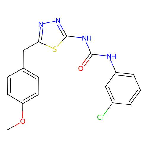1-(3-chlorophenyl)-3-(5-(4-methoxybenzyl)-1,3,4-thiadiazol-2-yl)urea structure