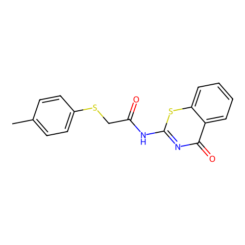 2-(4-methylphenyl)sulfanyl-N-(4-oxo-1,3-benzothiazin-2-yl)acetamide structure
