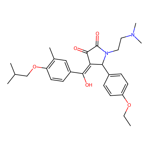 (4E)-1-(2-dimethylaminoethyl)-5-(4-ethoxyphenyl)-4-[hydroxy-[3-methyl-4-(2-methylpropoxy)phenyl]methylidene]pyrrolidine-2,3-dione structure