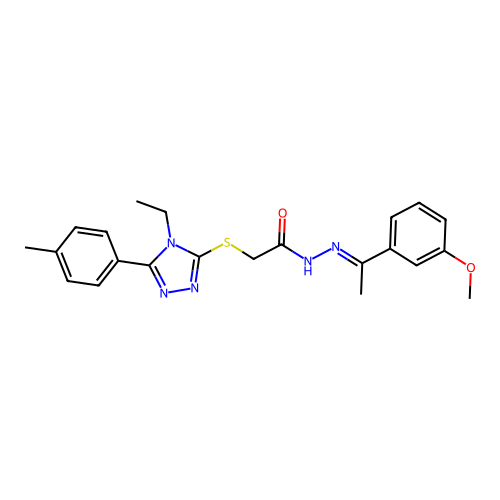 2-{[4-ethyl-5-(4-methylphenyl)-4H-1,2,4-triazol-3-yl]sulfanyl}-N'-[(1E)-1-(3-methoxyphenyl)ethylidene]acetohydrazide structure
