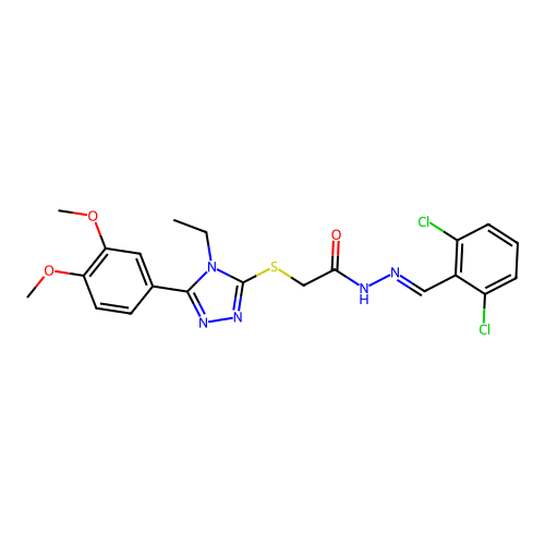 (E)-N'-(2,6-dichlorobenzylidene)-2-((5-(3,4-dimethoxyphenyl)-4-ethyl-4H-1,2,4-triazol-3-yl)thio)acetohydrazide structure