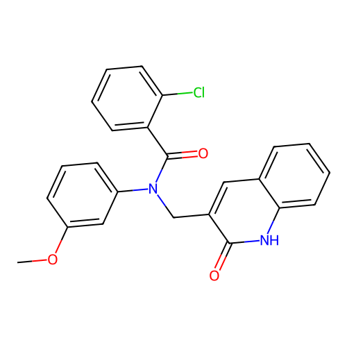 2-chloro-N-(3-methoxyphenyl)-N-[(2-oxo-1,2-dihydroquinolin-3-yl)methyl]benzamide structure