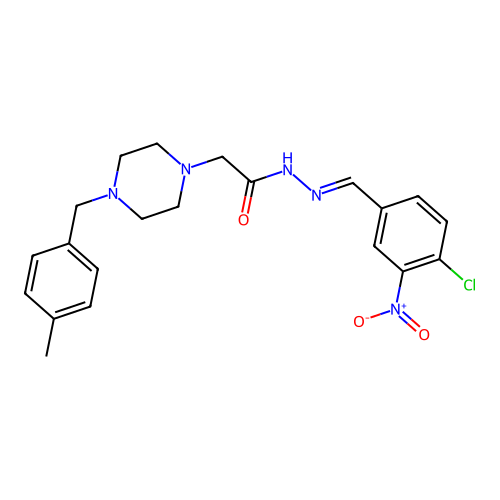 (E)-N'-(4-chloro-3-nitrobenzylidene)-2-(4-(4-methylbenzyl)piperazin-1-yl)acetohydrazide structure