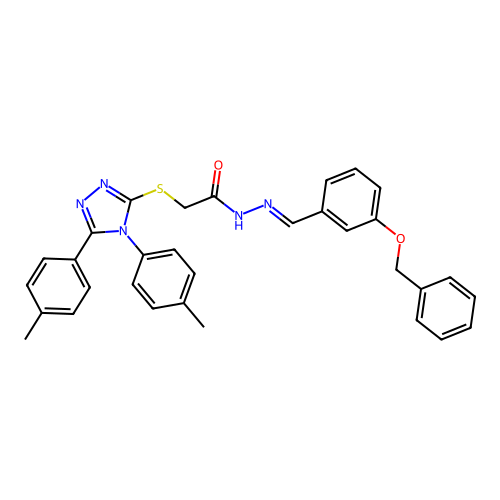 N'-{(E)-[3-(benzyloxy)phenyl]methylidene}-2-{[4,5-bis(4-methylphenyl)-4H-1,2,4-triazol-3-yl]sulfanyl}acetohydrazide structure