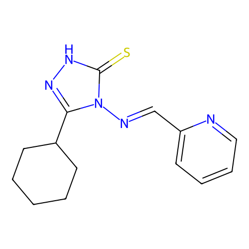 5-cyclohexyl-4-[(2-pyridinylmethylene)amino]-4H-1,2,4-triazole-3-thiol structure