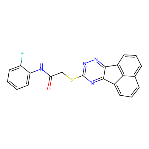 2-(acenaphtho[1,2-e][1,2,4]triazin-9-ylsulfanyl)-N-(2-fluorophenyl)acetamide structure